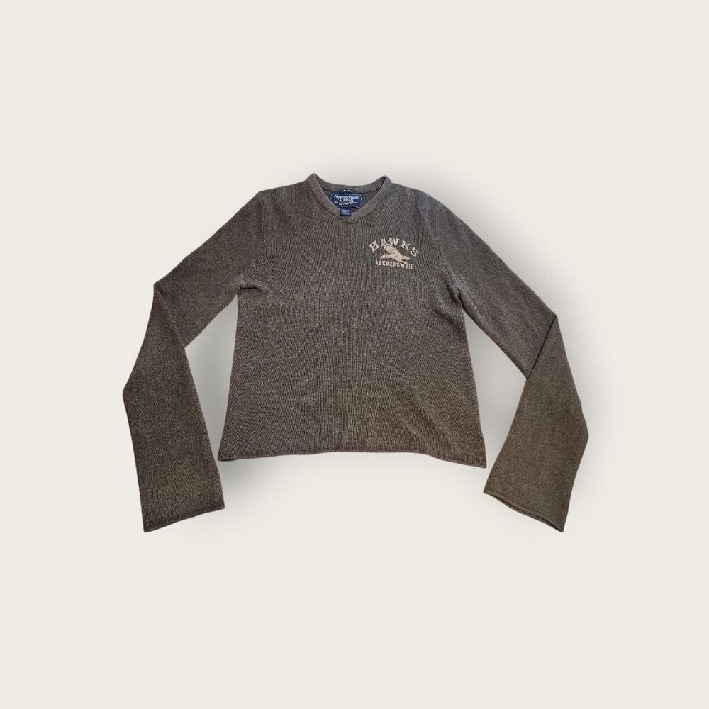 Vintage Y2k Abercrombie and Fitch army green lambswool wool preppy sweater